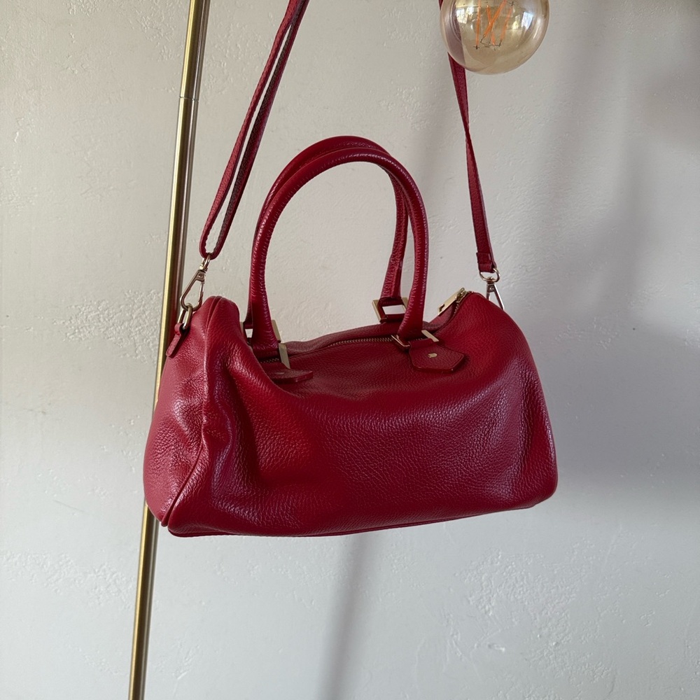 Persaman Italian Leather Gorgeous Red Shoulder Bag Purse Handbag Made in Italy - Picture 6 of 6